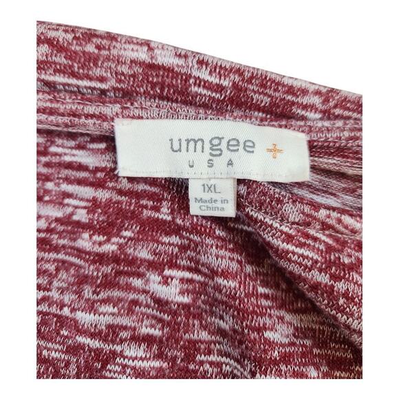 Umgee USA womens sweater plus sz 1XL deep red white asymmetrical hem pull over - Picture 3 of 9